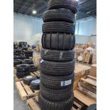 pallet of tires, some with wheels and three matching kumho krugen ht51 tires, off-road, Sand tire an