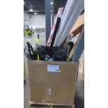 Body glove chair, poles, rug, Longs, dolly, shelving and more