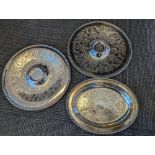 (3) total Silver plated platters, (2) Wm Rogers 866 Silver Plated 12" Platters