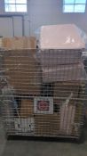 pallet of misc cushions, cane, Flex pipes, serat cover, rug