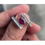 Burmese Ruby & Diamond Ring Platinum 1.56 cts Ruby 0.83 cts Diamond