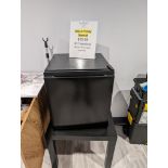 Storage tote & accessories, mini fridge & wood stand