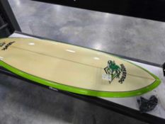 superfrog surfboard with small thing in the nose