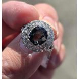 Platinum spinel and diamond ring