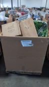 pallet of fake greenery non-stick pan home goods decor accessories and other items