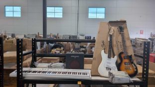 Two Electric Guitars, Recital Keybaord, Behringer amp, Gloves and more