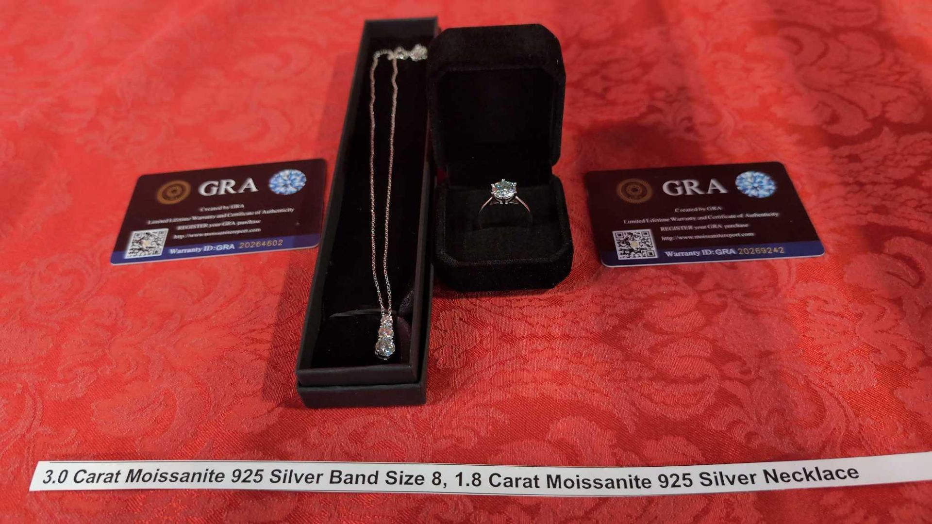 3 Carat Moissanite Silver band 8 and 1.8 Carat Moissanite Silver Necklace - Image 7 of 7
