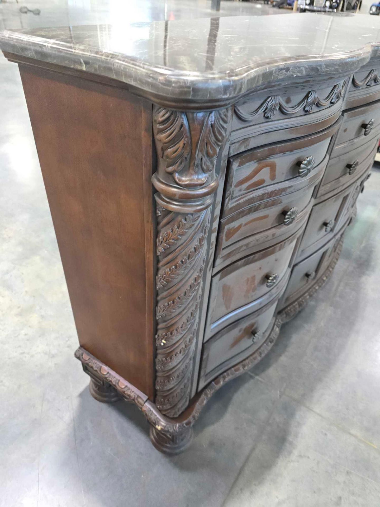 Chest/ Dresser w/ marble top, some damage on lower right corner - Image 3 of 6