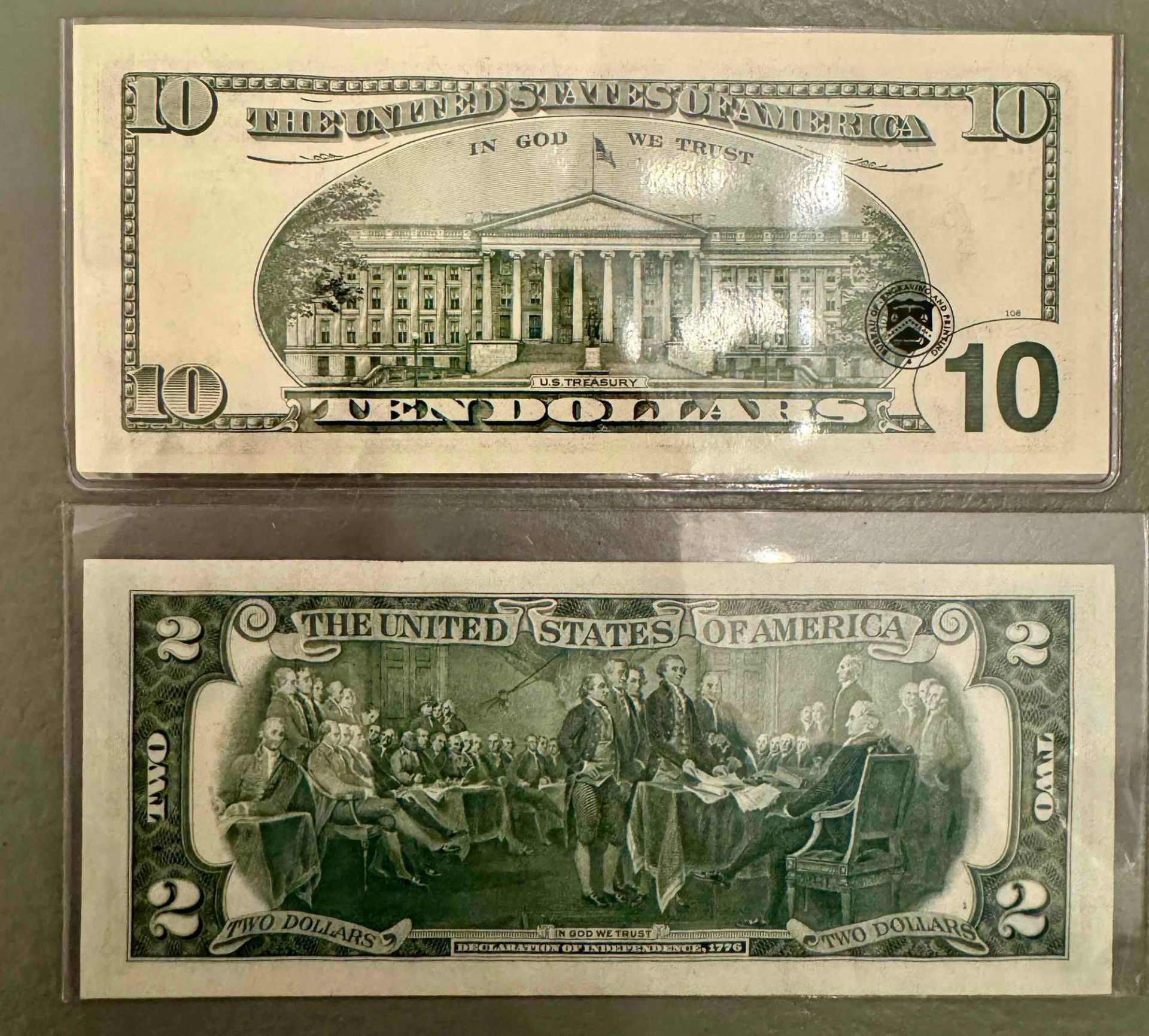 Currency uncirculated notes: 1999 $10 Star Note, 1976 First Day issue w/stamp $2 note, 1963 $1 Note, - Image 3 of 6