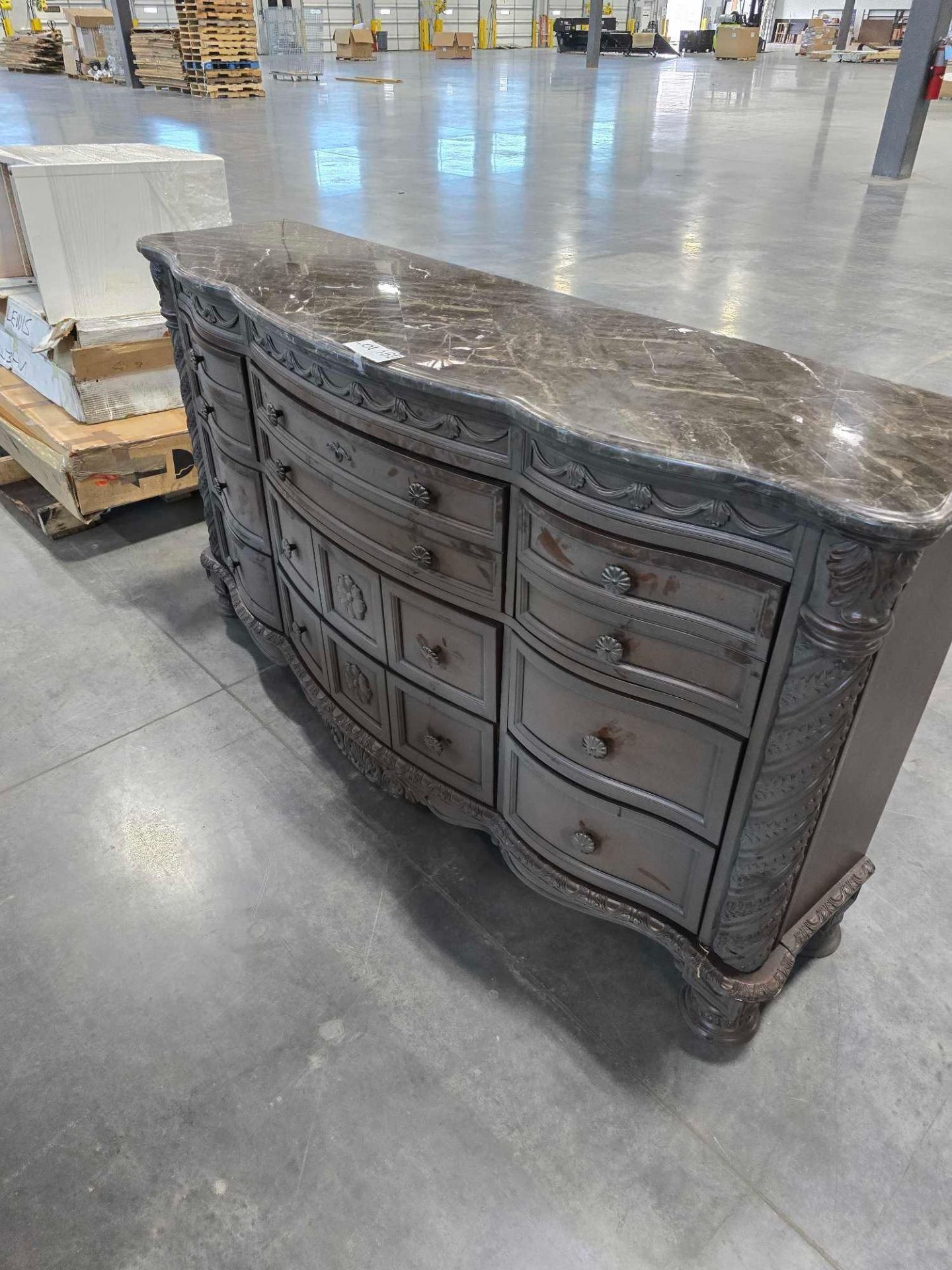 Chest/ Dresser w/ marble top, some damage on lower right corner - Image 6 of 6