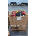 tape, tires, tool box, wire, saw horse, chains, buckets and more
