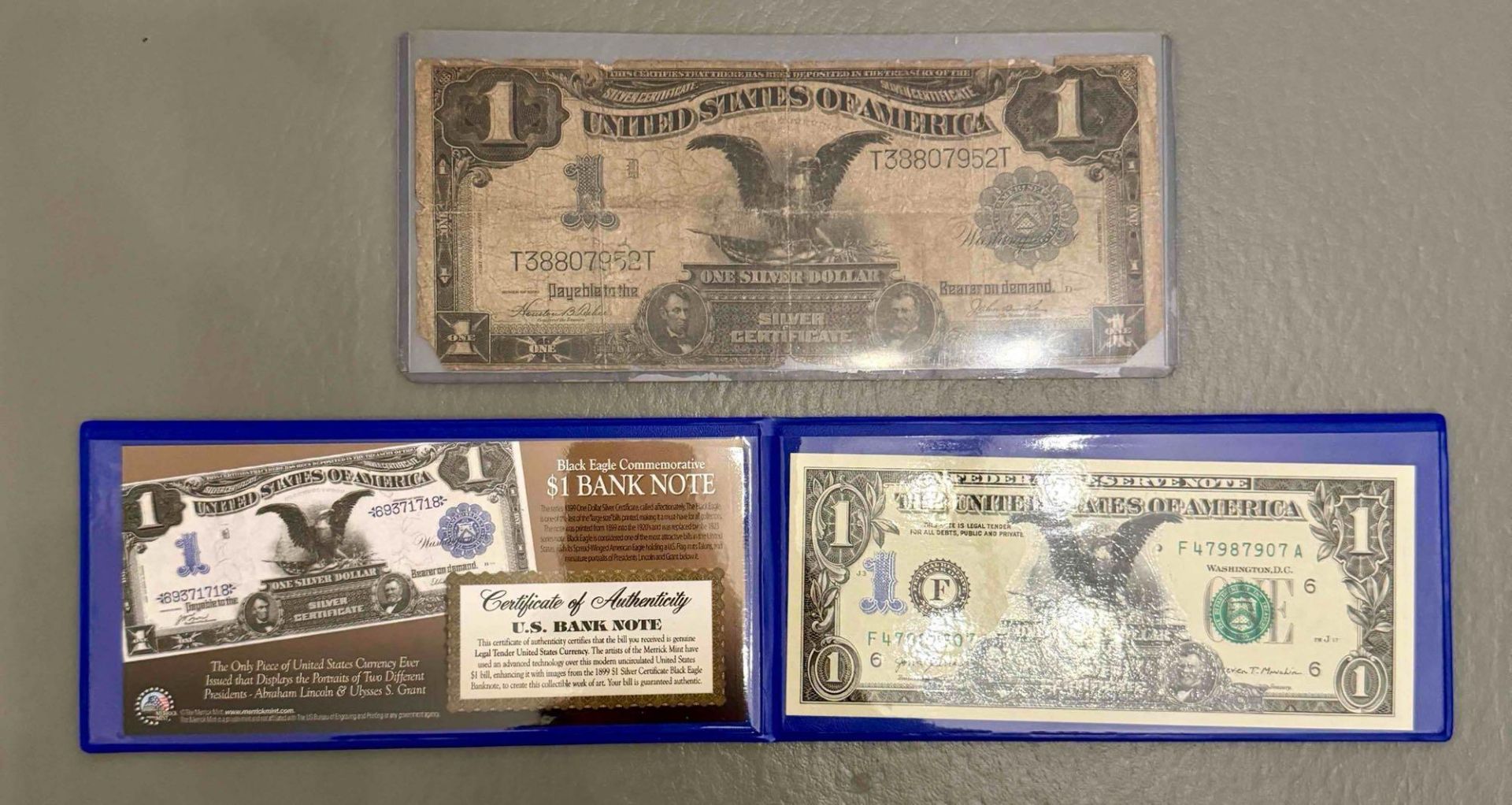 1899 Black Eagle Silver Certificate & $1 Black Eagle Bank Note