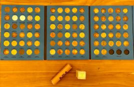 Pennies: 1959 Uncirculated Roll, 1961 Uncirculated Roll, and Lincoln Cents Book Complete 1941-1974