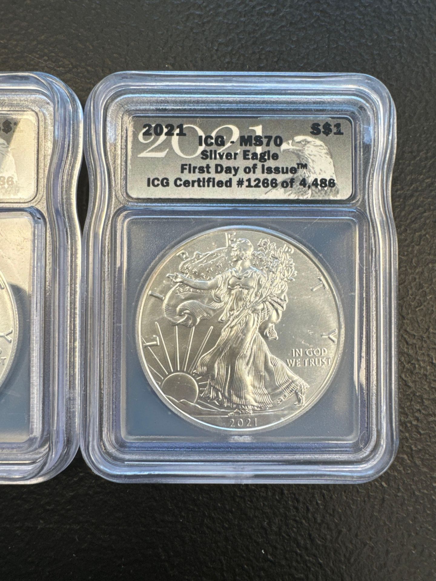 3- 2021 Silver Eagles First Day of Issue Ms70 - Image 4 of 7