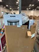 Kohler garbage can, bedding, pillow, cart, toys, rug, hangers and more