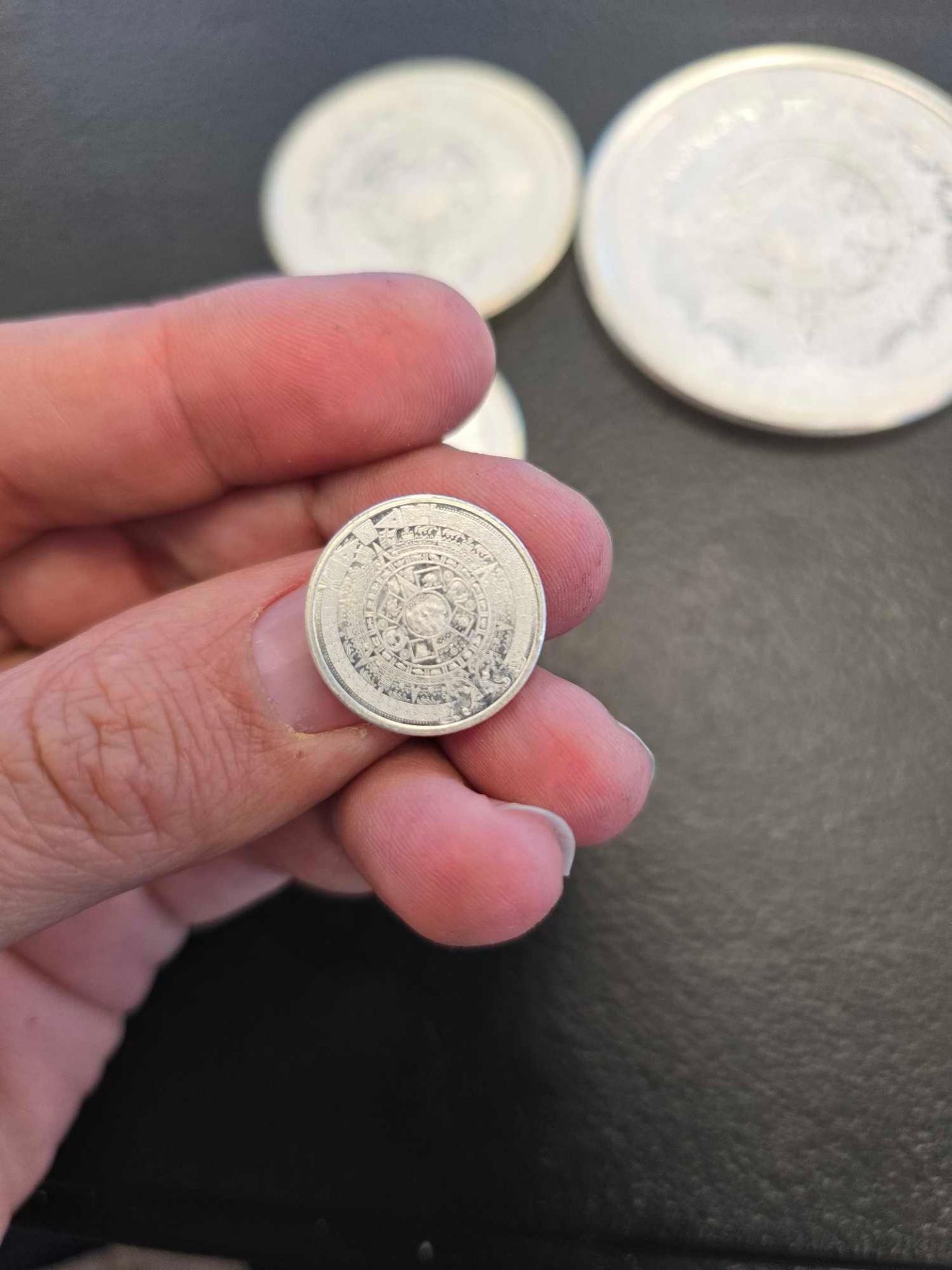 5 oz, 2 oz, 1 oz and .10 oz Aztec Celendar Coin Set - Image 10 of 10