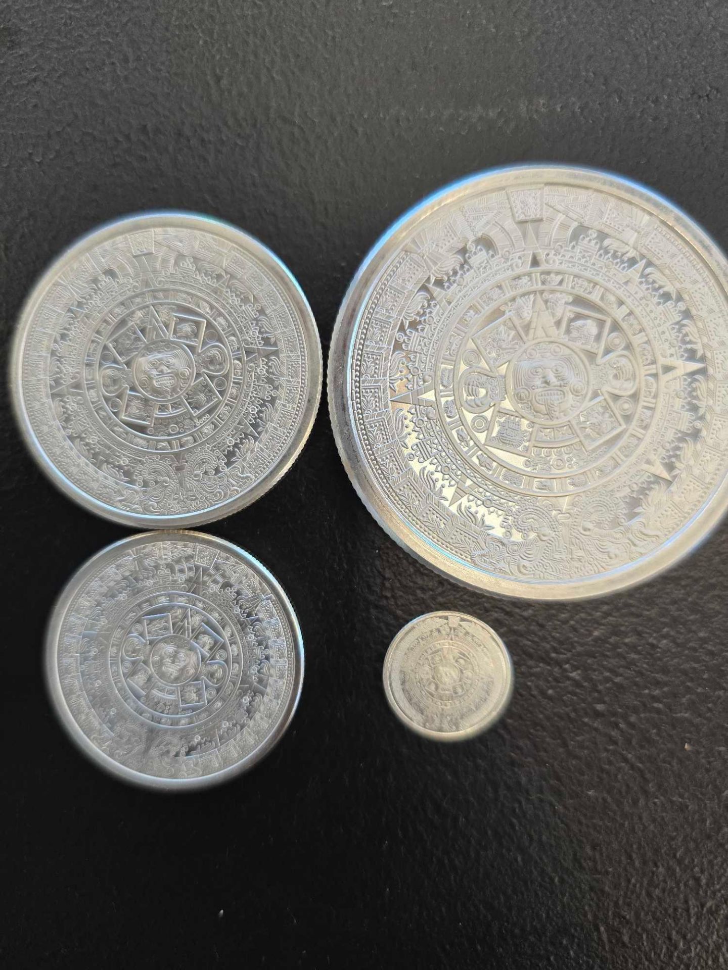 5 oz, 2 oz, 1 oz and .10 oz Aztec Celendar Coin Set - Image 6 of 10