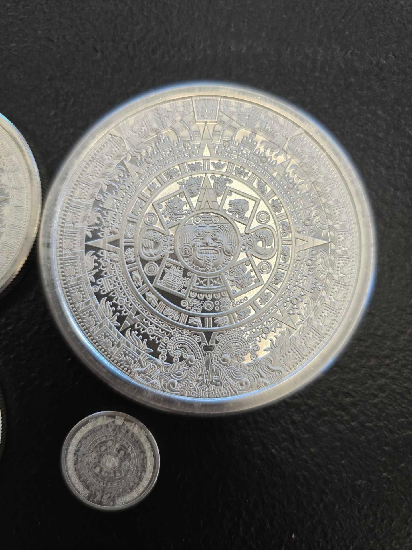 5 oz, 2 oz, 1 oz and .10 oz Aztec Celendar Coin Set - Image 7 of 10