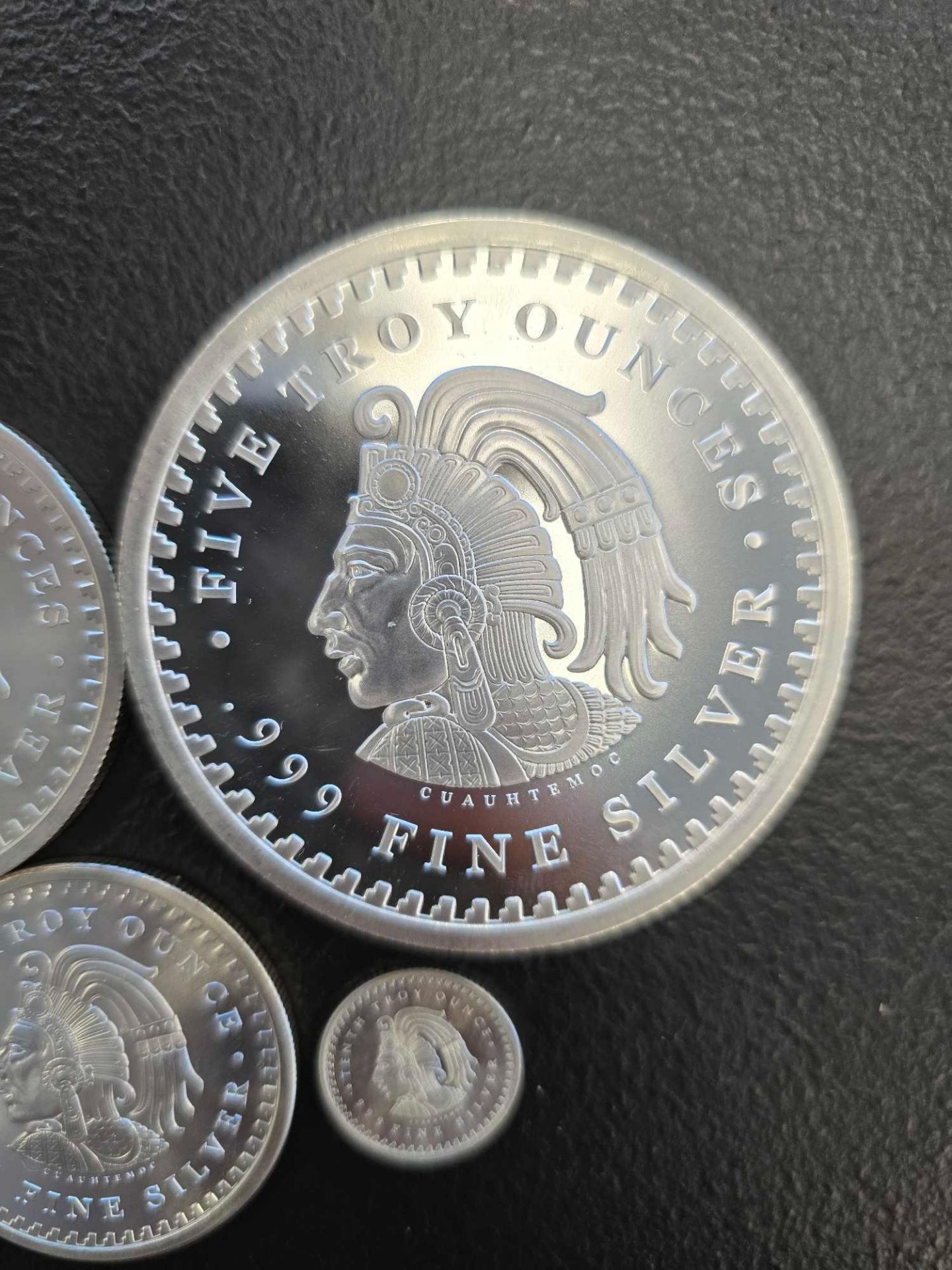 5 oz, 2 oz, 1 oz and .10 oz Aztec Celendar Coin Set - Image 2 of 10