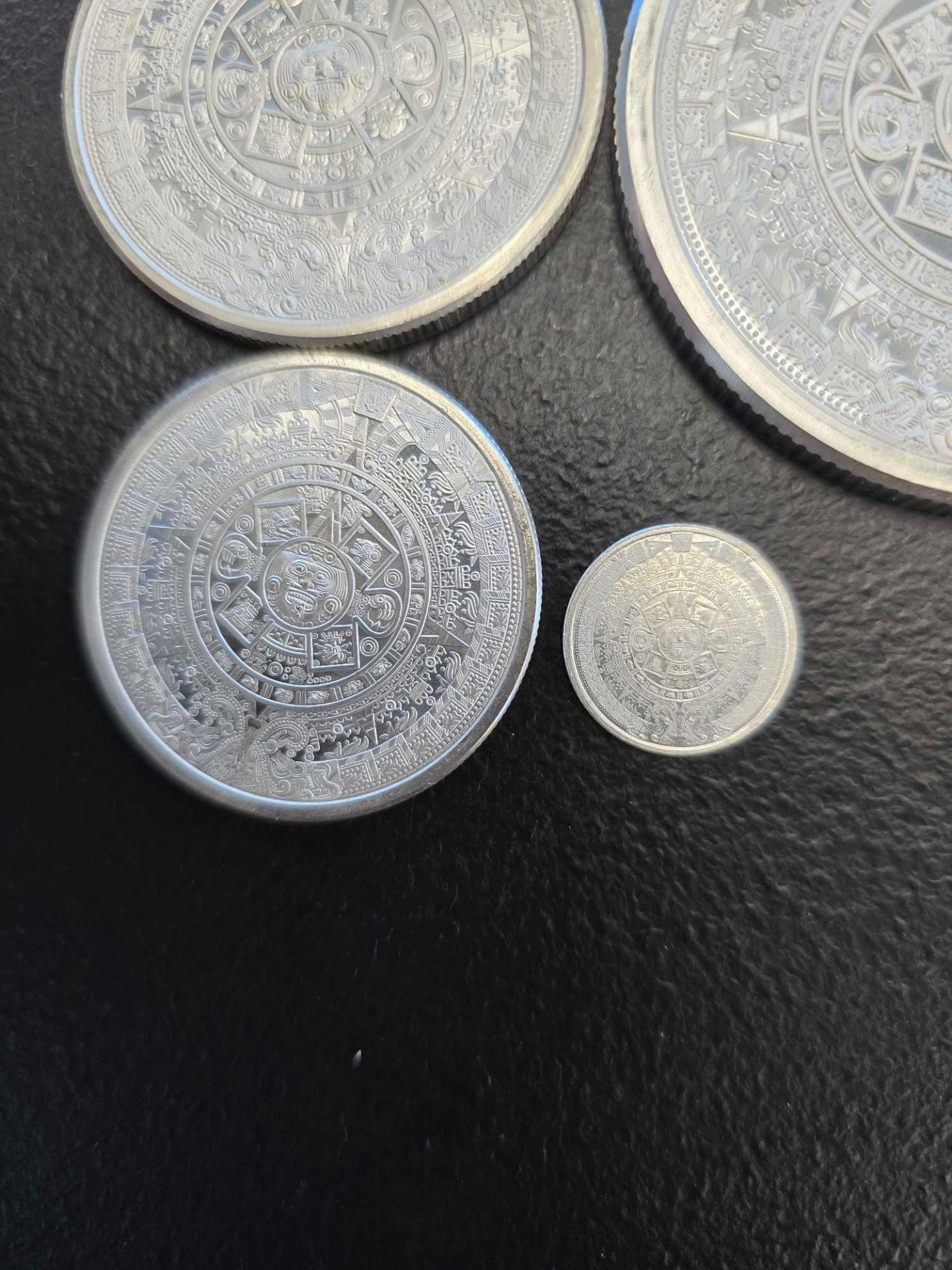 5 oz, 2 oz, 1 oz and .10 oz Aztec Celendar Coin Set - Image 9 of 10