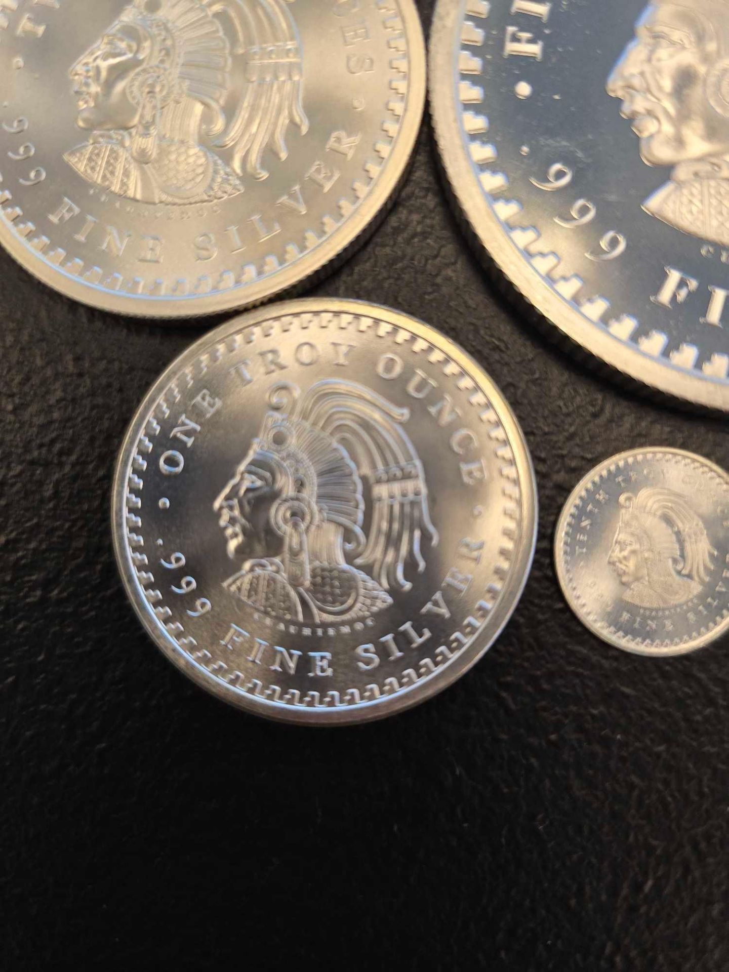 5 oz, 2 oz, 1 oz and .10 oz Aztec Celendar Coin Set - Image 4 of 10