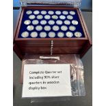 Complete Quarter Set including 905 Silver Quarters in wooden display box