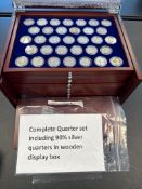 Complete Quarter Set including 905 Silver Quarters in wooden display box