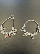 2 Pandora bracelets with pandora Charms