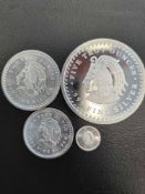 5 oz, 2 oz, 1 oz and .10 oz Aztec Celendar Coin Set