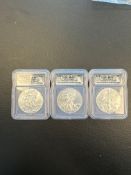 3- 2021 Silver Eagles First Day of Issue Ms70