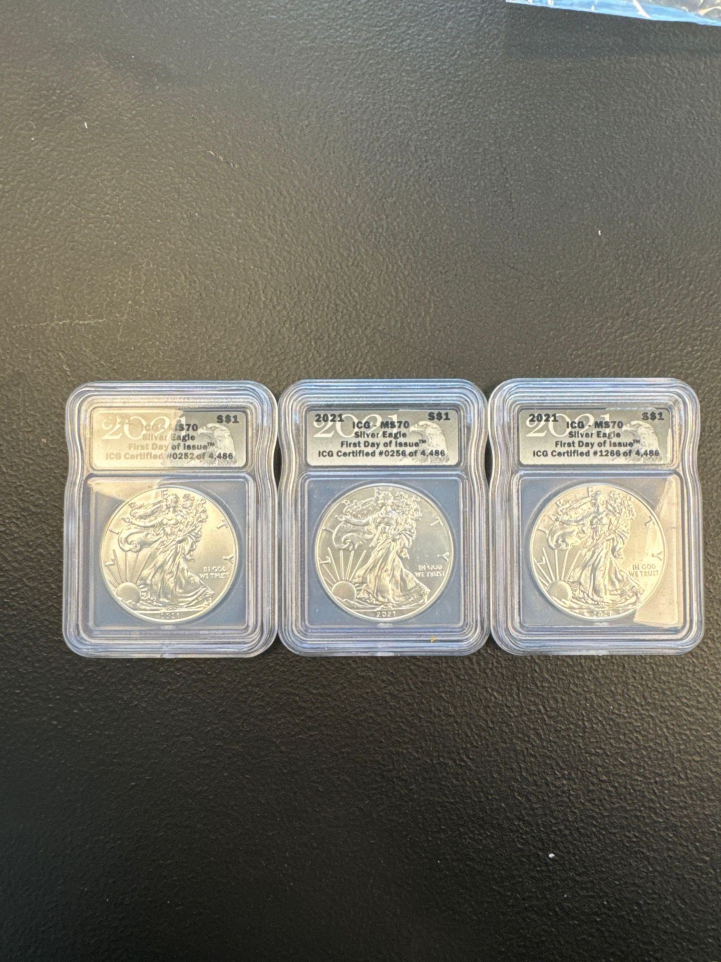 3- 2021 Silver Eagles First Day of Issue Ms70