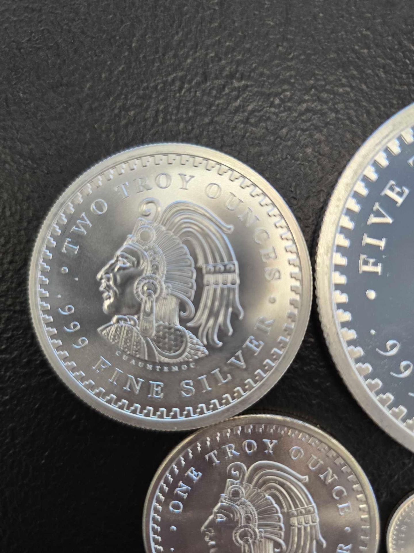 5 oz, 2 oz, 1 oz and .10 oz Aztec Celendar Coin Set - Image 3 of 10