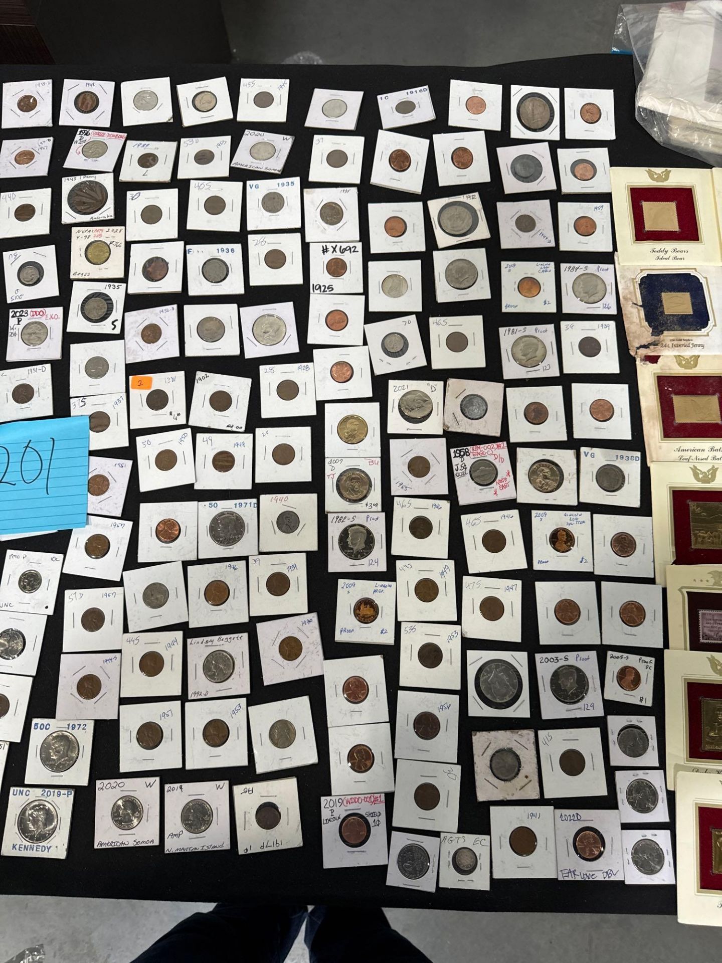 Coin & Currency Lot, Coins in protetors, gold stamps, Quarters, Currecncy, Proof Set, Tribute Proof - Image 6 of 7