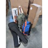 Lifesecure surival backpack, J Reynolds acoustic Guitar, mystery ranch backpack, manfrotto tripod, R