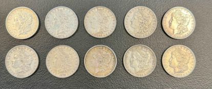 10- Morgan Silver Dollars, various dates