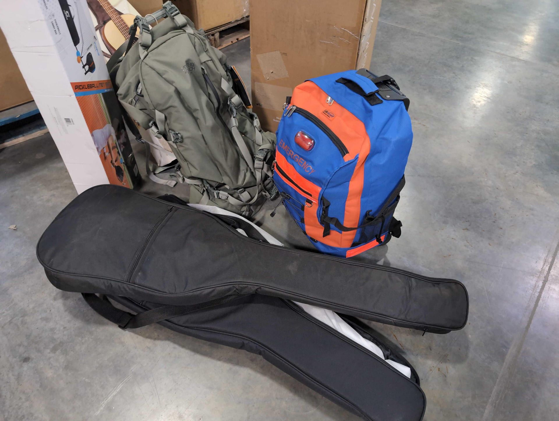 Lifesecure surival backpack, J Reynolds acoustic Guitar, mystery ranch backpack, manfrotto tripod, R - Image 2 of 23