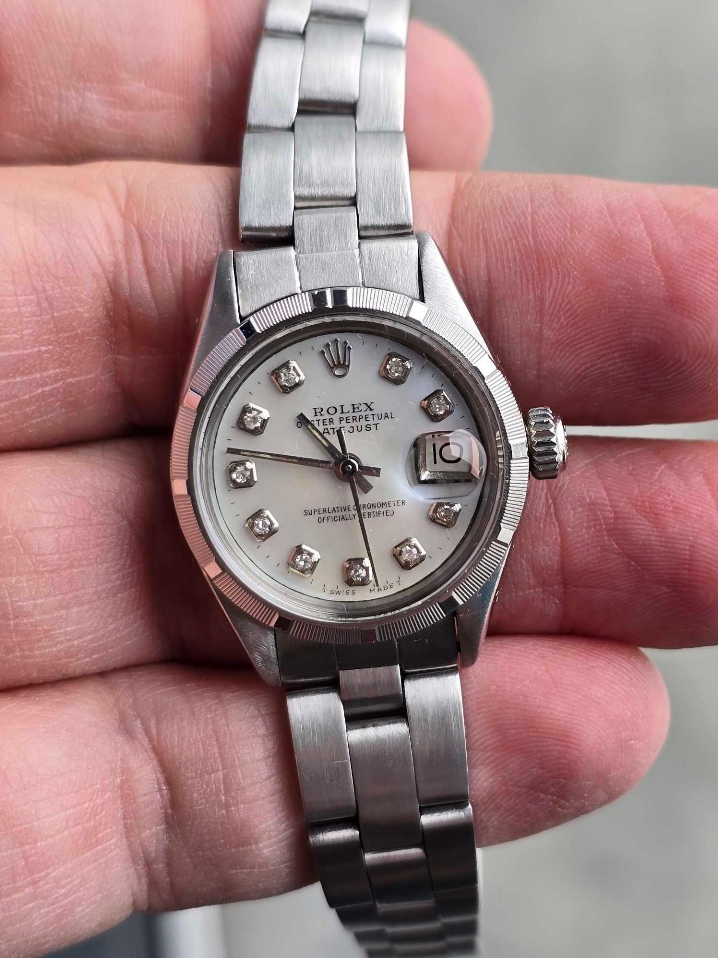 Rolex Ladies Stainless Steel Datejust, Blue Mother of Pearl Diamond Face, Oyster Band Model 6916, ru - Image 2 of 13