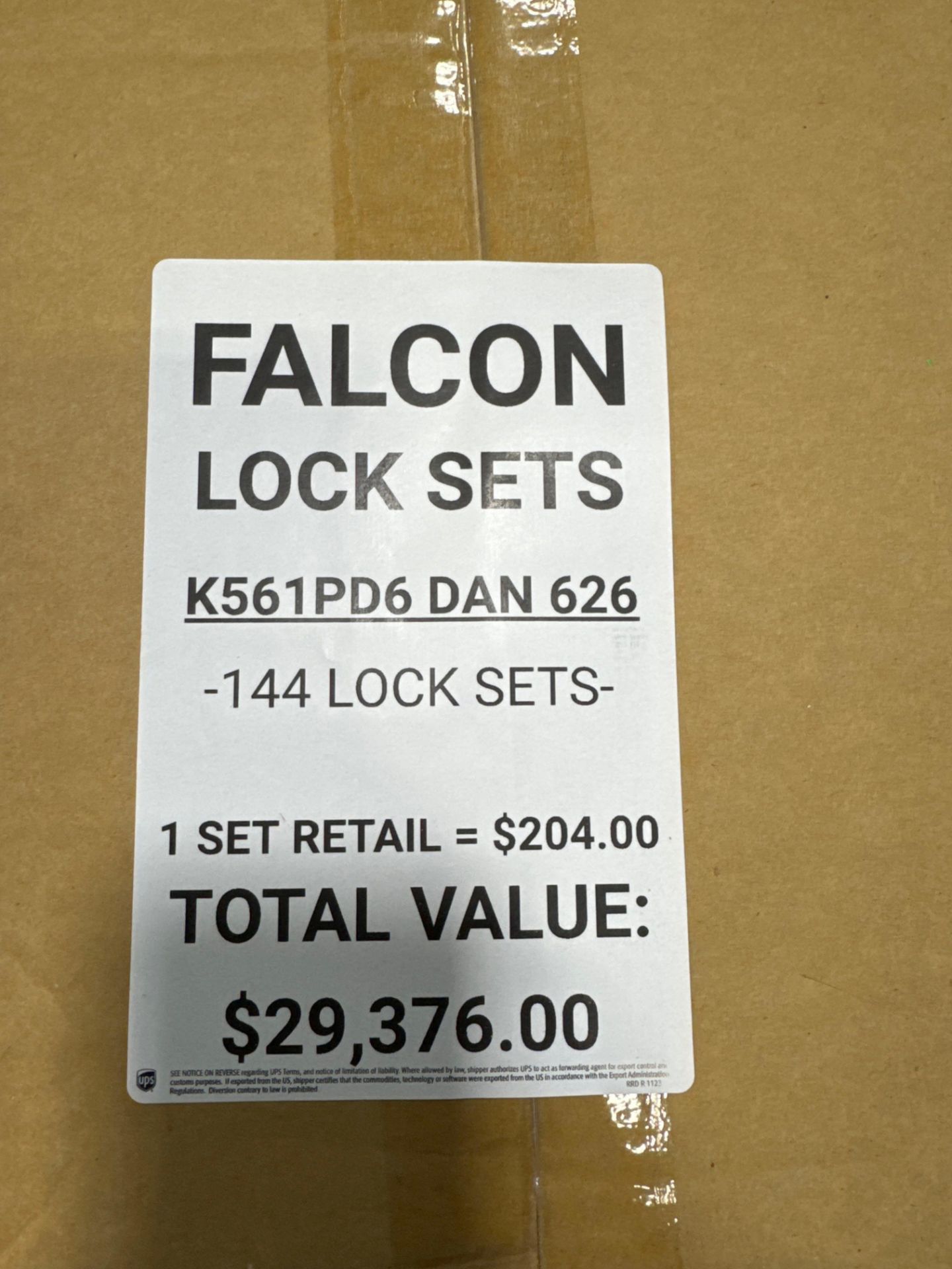 Pallet of Falcon Door Locks K561PD6 Dan 626 144 Lock sets 1 Set $204 Total Value $29,376 - Image 7 of 7