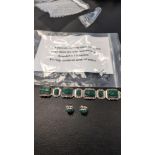 Taxco intricate sterling Silver and green, Onyx Aztec Bracelet and Earrings, Bracelet is 7 1/2 in, E