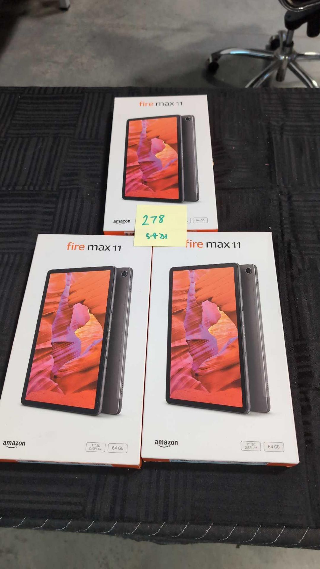 Three Amazon fire Max. 11 tablets 64 GB