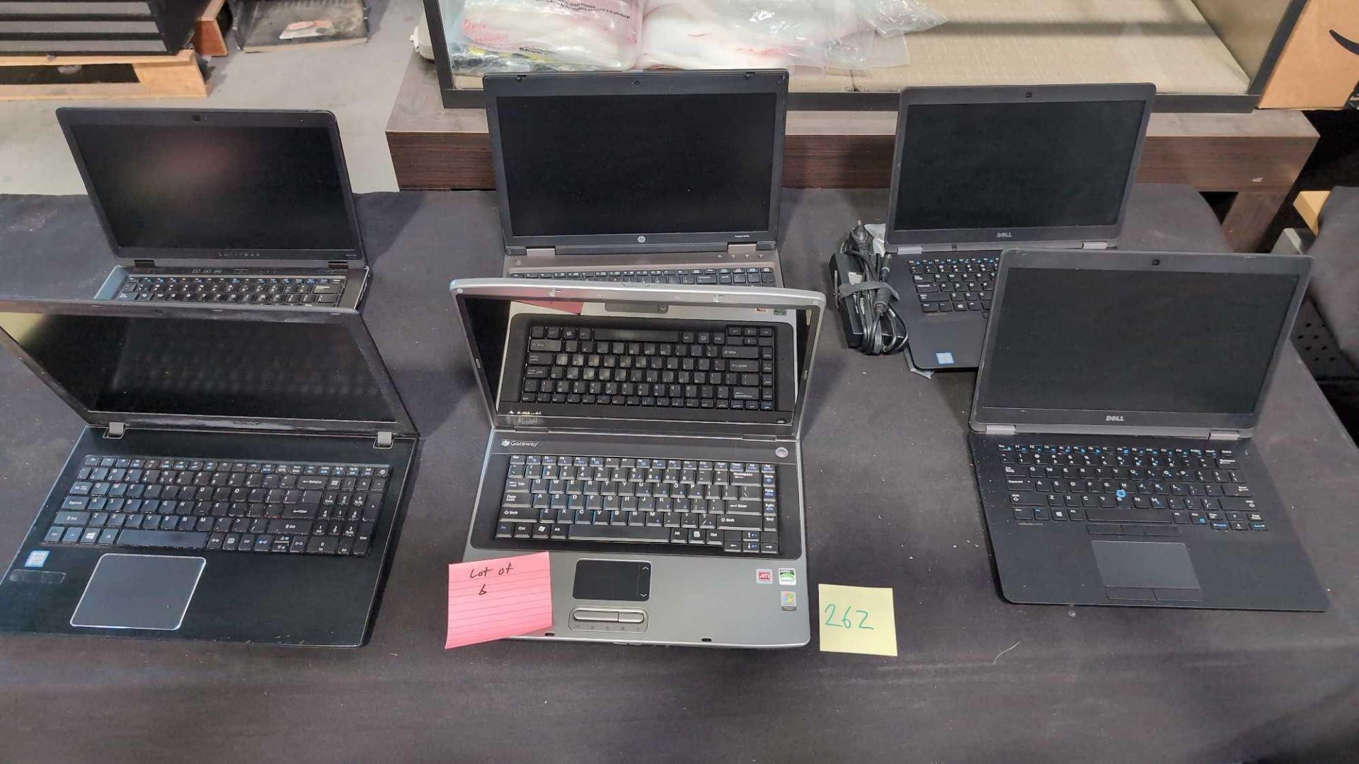 six laptops 3 l, 1 HP one Acer and one gateway