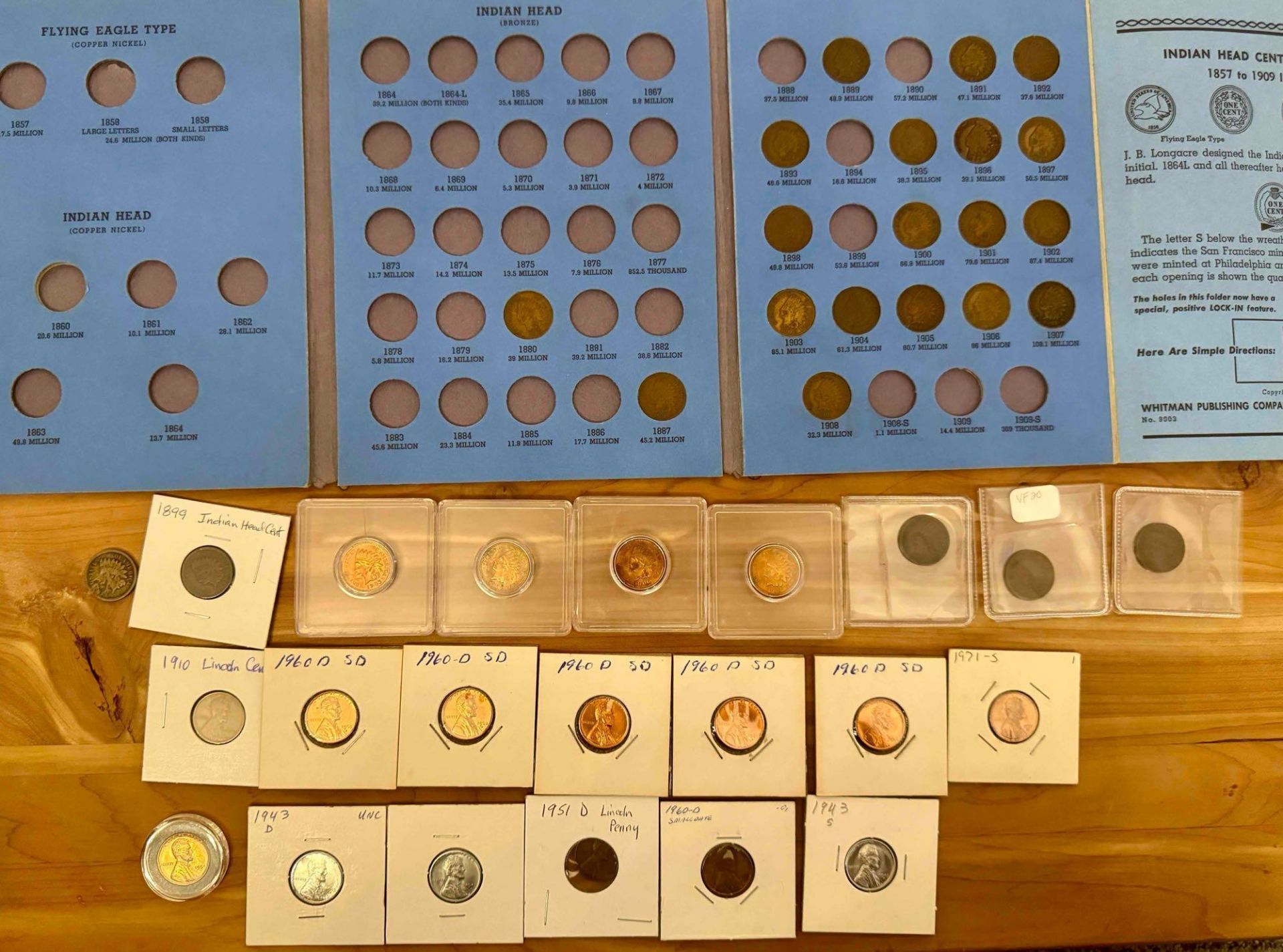 Indian Head pennies, pennies, graded, small date, steel