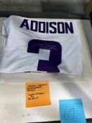 Jordan Addison Autographed Jersey, authenticated by Beckett