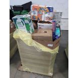 Big box store in a box: Canned chicke, Paper towels, baket chips, ketchup, trash liners, Cubii seate