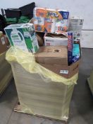 Big box store in a box: Canned chicke, Paper towels, baket chips, ketchup, trash liners, Cubii seate