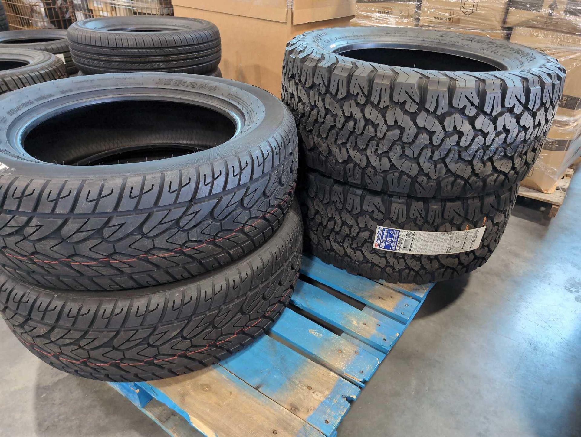 Pair of Fullway HS266 Tires, and Pair of Bfgoodrich All terrain tires