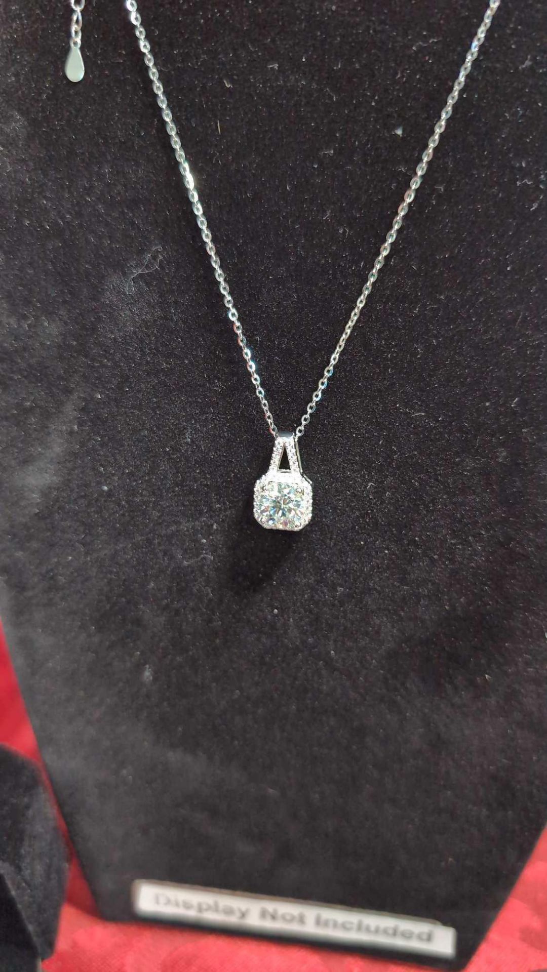 2 Ct and 1 Ct Moissanite Sterling Silver Necklace, 1 Ct Moissanite Sterling Silver Ring - Image 4 of 8