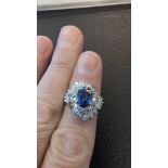 Sapphire & Diamond Platinum Ring 2.48 cts Sapphire/ 1.35 cts Diamond