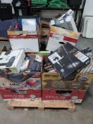 Misc Lot: massage gun, toothbrush, Coooler, walking sticks, carbon dioxide detector, lights aero bed