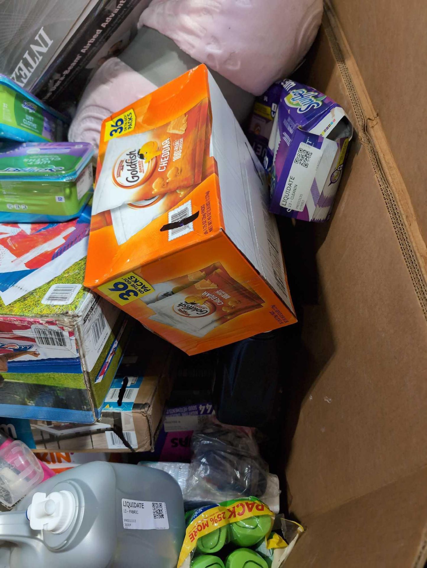Big box store in a box, pampers, Sheets, Blanket, Intex blow up bed, swiffer wet cloths, gold fish, - Image 10 of 20